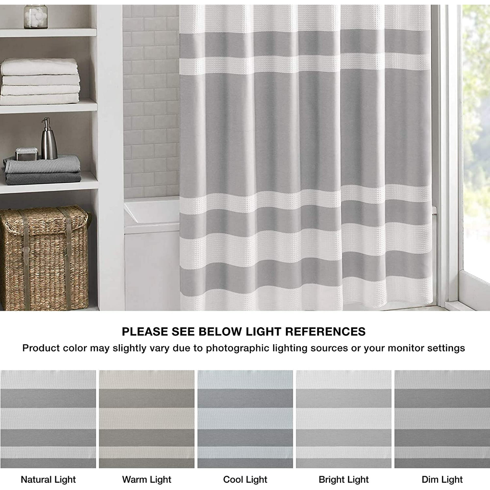 Stall 54X78 Taupe Madison Park Spa Waffle Shower Curtain Pieced Solid Microfiber Fabric with 3M Scotchgard Water Repellent Treatment Modern Home Bathroom Decorations 